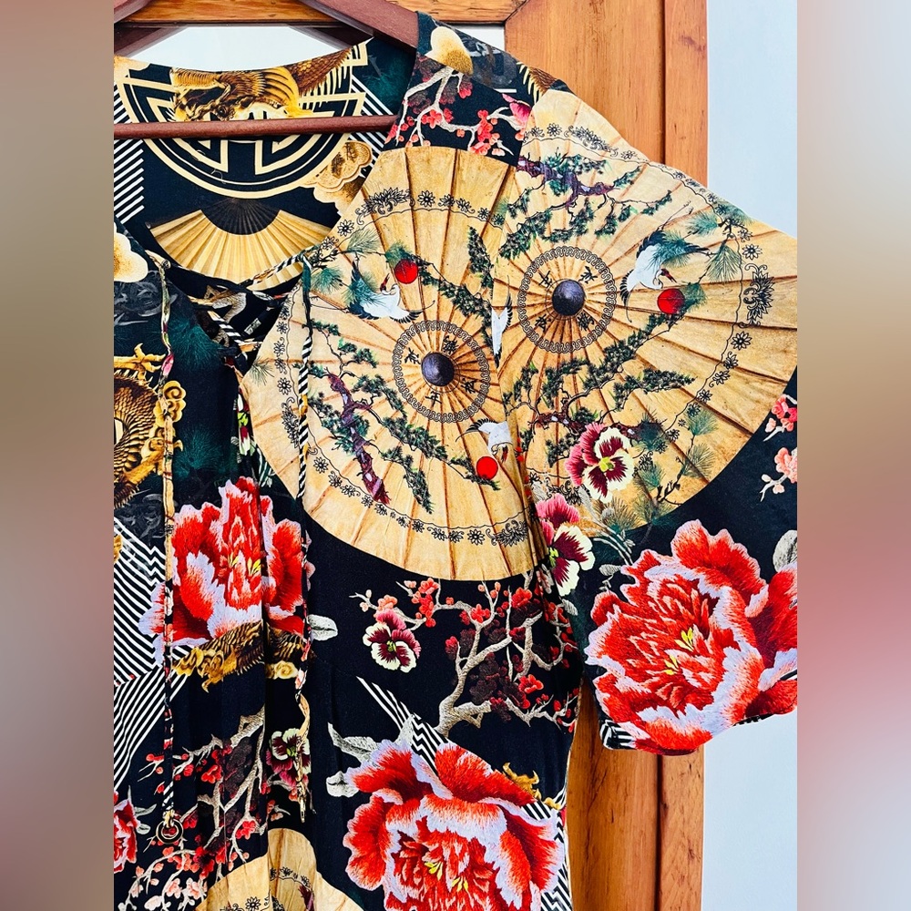 Y2k fan sleeve paper umbrella mini dress